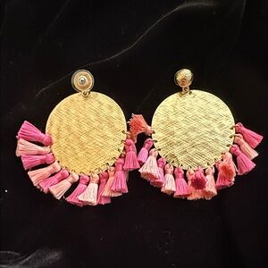 3/$20 Chic Gold Earrings with Pink Tassels